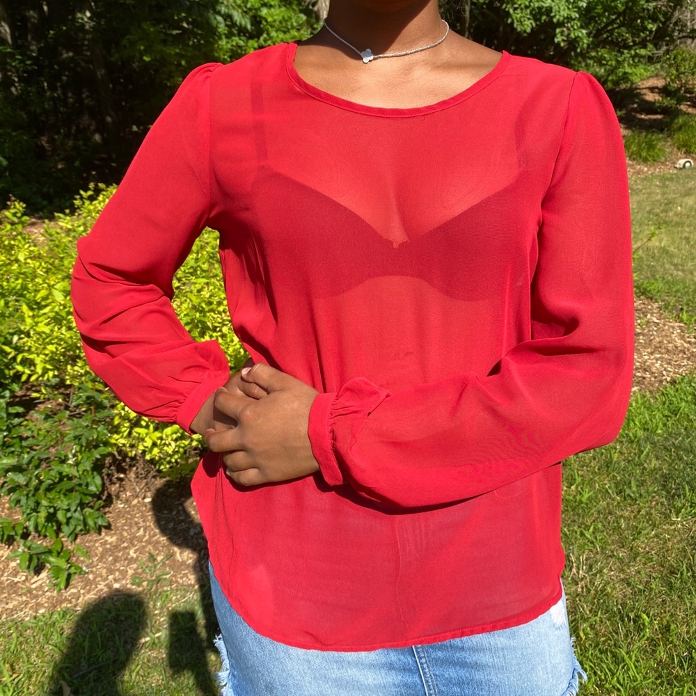 Charming Charlie’s Sheer Red Blouse